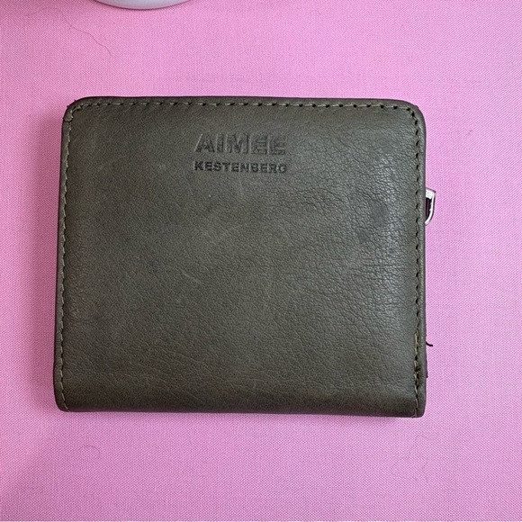 Aimee Kestenberg Olive Green Gray Leather Wallet - Picture 1 of 3